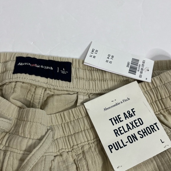 Abercrombie & Fitch Relaxed Pull On Short Size Large New Beige - Picture 3 of 8